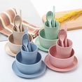 thumbnail image 2 of Bxaolu Kitchen Dinnerware Bowl Sets Unbreakable Dinner Plates Bowl Dinnerware, Fork, Spoon, Cup, Chopsticks (6Pcs, Green), 2 of 7