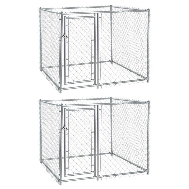Lucky Dog Outdoor Chain Link Dog Kennel, Silver, 5'L x 5'W x 4'H, 2