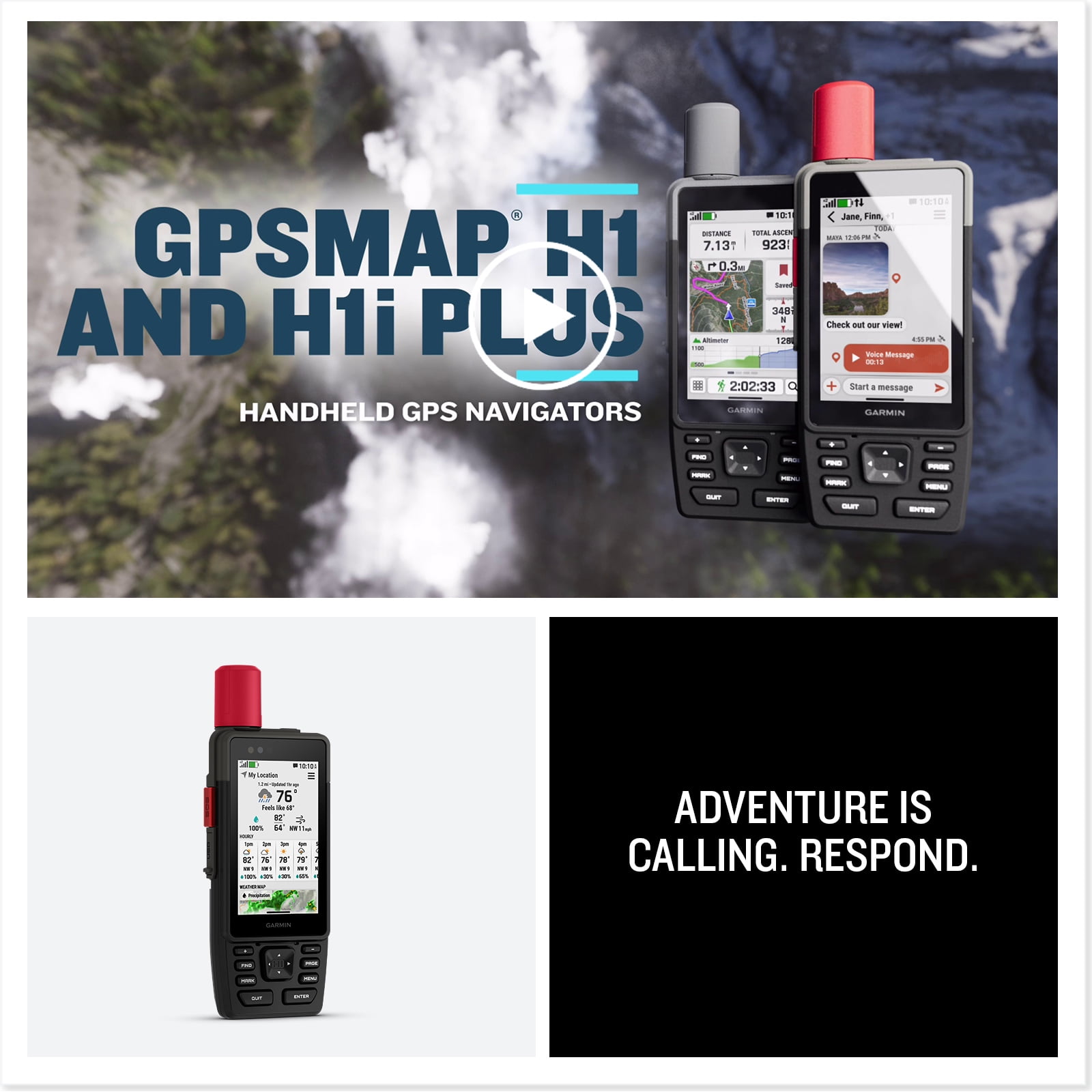 Garmin GPSMAP H1i Plus Rugged Hiking Premium GPS Handheld Navigator  inReach Plus Satellite Technology to Share Text Photos Voice Messages SOS OffGrid Long Battery Life Preloaded Maps Bundle