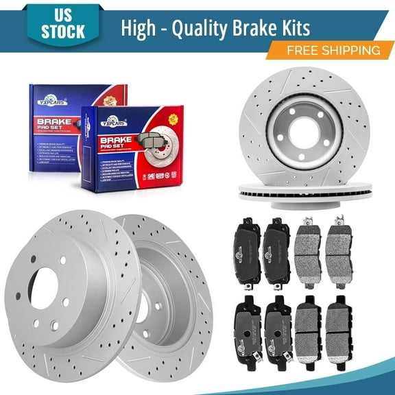 YXPCARS 12PCS Brake Kits, Front and Rear Drilled & Slotted Brake Rotors   Ceramic Brake Pads Kit for 2013-2023 Nissan Altima(981780 31312 1650 905)