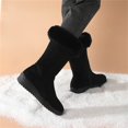 thumbnail image 4 of Women's Slip on Knee High Boots, Plus Size Warm Fleece Lined Side Zipper Round Toe Winter Boots with Breathable Upper and Non Slip Sole, Cozy Footwear for Cold Weather Daily Wear, 4 of 5