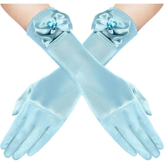 YooGuoGuo Satin Gloves for Women - Bow Short Prom Stretchy Gloves Evening Elegant Accessories for Opera Party