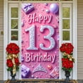 thumbnail image 7 of Pink Theme 13th Birthday Banner Glitter Style Display Princess Crown Heart Shape Glitter Celebration Backdrop for 13th Birthday Party Teenage Celebration Princess Party, 7 of 7