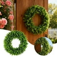thumbnail image 2 of 19.6 Inch Boxwood Wreath for Front Door, Artificial All Season Spring Wreath for Outdoor & Indoor Use, UV Resistant Farmhouse Decor for Porch, Wall, Wedding, and St. Patrick's Day, 2 of 6