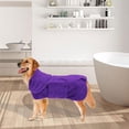 thumbnail image 1 of Albornoz ajustable para perros, Toalla de de secado , absorbe la humedad con cinturón, albornoz, para proteger, ropa para mascotas, perros pequeño Morado XL Yinane albornoz de secado rápido, 1 of 7