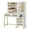 Rattan, variant on M optimized Vanity Mirror with Lights and Table & Power Outlet, Makeup Vanity Table with 12 Bulbs, 5 Drawer & Cabinet, 3 Ligthing Color Vanity Desk with Mirror and Lights