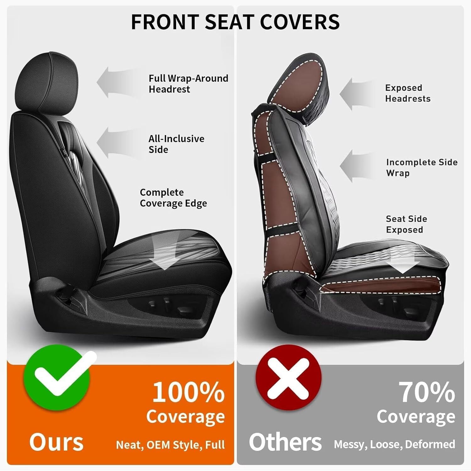 IKABEVEM Seat Covers Fit for Chevy Silverado 2019-2024 Chevrolet Silverado Seat Covers Full Set (Black&Grey)