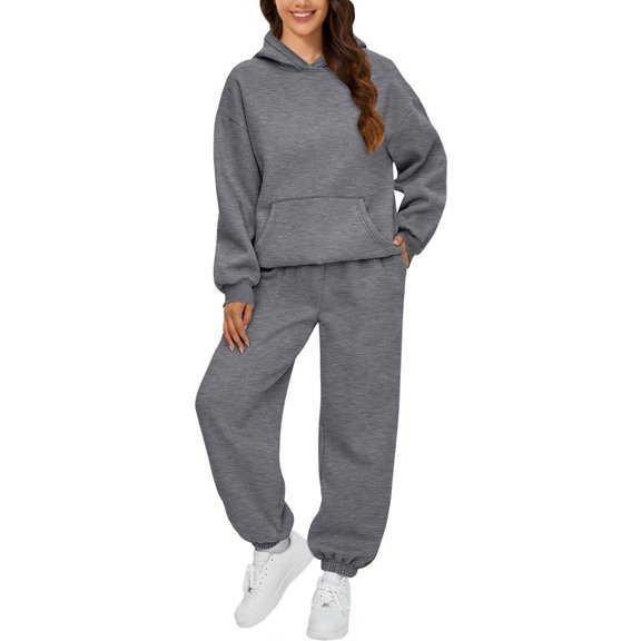 Comfortable Women's joggers Set Long Sleeve Hoodie And Elastic Waist Trousers