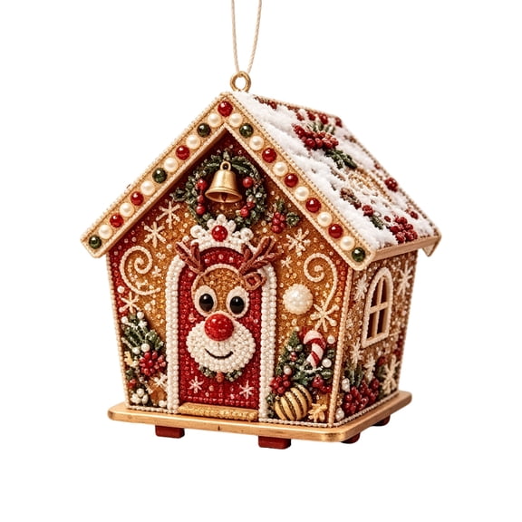 Eagokdc Christmas DIY Diamond Art Kits Wooden House Shaped Pearl Painting Kits for Adults, Home Decor Art Craft Kit Upgraded Beads Craft for Holiday Family Activity