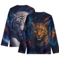 thumbnail image 2 of FUIALDOLG 2 Pack Long Sleeve Shirts for Boys 9-10 Years Leopard White Tiger Crew Neck Loose Tops Soft Comfortable T-Shirts Winter Clothing, 2 of 5