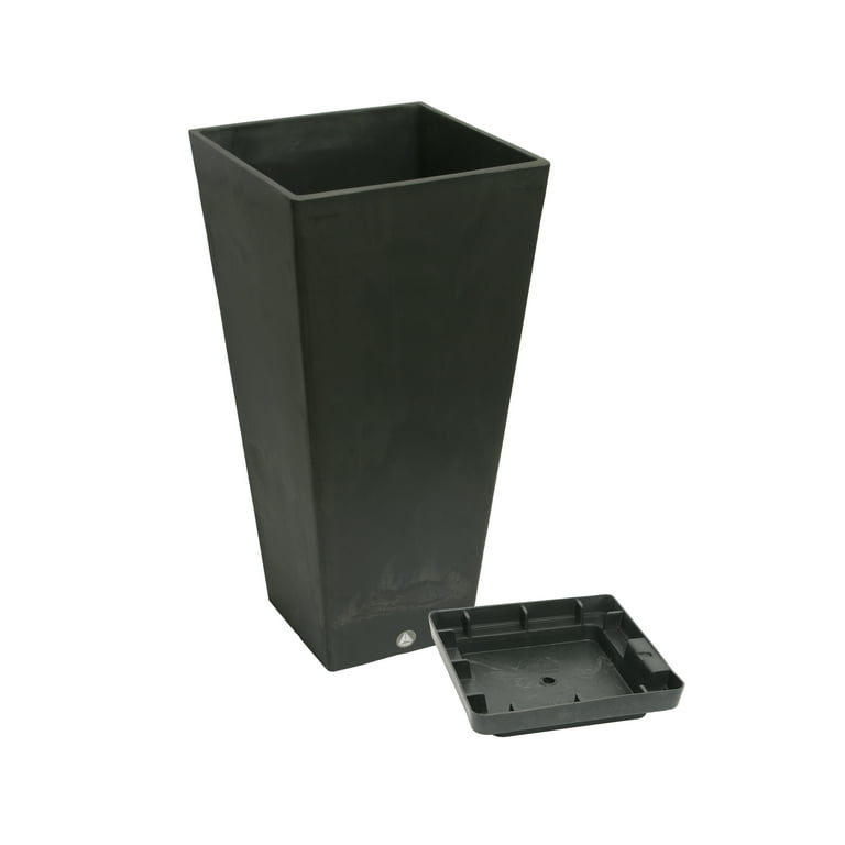 Algreen Valencia Planter, Square Taper Planter with Elevated Plant Shelf, 16-In. by 32-In. Height, Black Algreen Valencia Planter, Square Taper Planter with Elevated Plant Shelf, 16-In. by 32-In. Height, Black