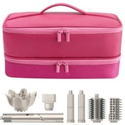 Travel Carrying Case for Hair Dryer for Shark Flexstyle Double-Layer Hair Accessories Tools Storage Bag for Revlon Hairdryer Styler Organizer (PINK)