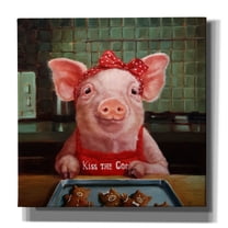 Epic Graffiti 'Gingerbread Pigs' by Lucia Heffernan, Canvas Wall Art, 12"x12"