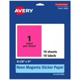 thumbnail image 1 of Papel adhesivo Avery 94269 magenta neón 21,5 x 28 cm, 10 piezas, 1 of 8
