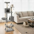 thumbnail image 2 of Gymax 80'' Tall Cat Tree w/2 Condos Sisal Scratching Posts Plush Perch Hammock Basket Light Gray, 2 of 10
