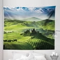 thumbnail image 1 of Landscape Tapestry, Rising Sun in the Valley Dark Cloudy Sky Landscape Dramatic Pastoral Heaven Print, Fabric Wall Hanging Decor for Bedroom Living Room Dorm, 5 Sizes, Green Blue, by Ambesonne, 1 of 1