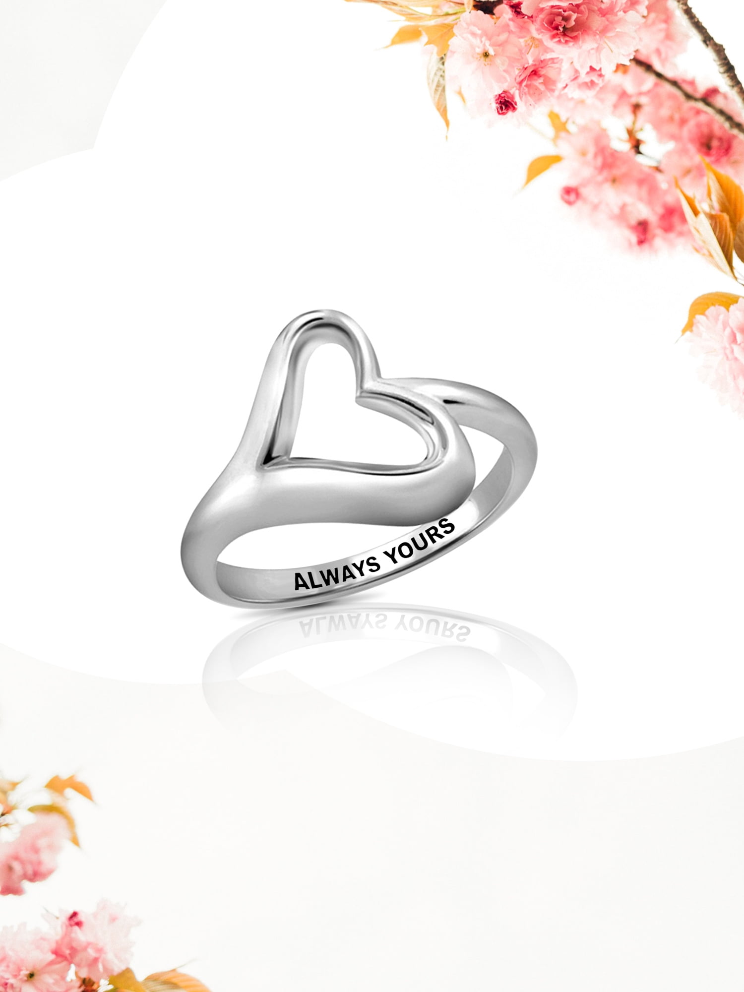 JewelersClub 0.925 Sterling Silver Heart Friendship Ring for Women | Personalized Always Yours Heart Symbol Band
