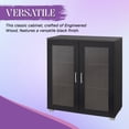 thumbnail image 7 of Kings Brand Furniture Wood Curio Accent Cabinet with 2 Frosted Glass Doors, 3 Inner Shelves, Black, 7 of 7