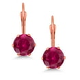 thumbnail image 2 of Gem Stone King Red Created Ruby Leverback Earrings for Women (2.00 Cttw, Gemstone July Birthstone, Round 6MM), 2 of 4