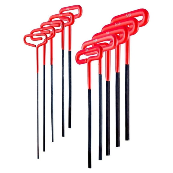 10 Pc. T-handle Hex Key Wrench Set, 9 Inch Length Handle S.A.E.