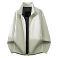 thumbnail image 7 of Fall Jackets for Men Windbreaker Stand Up Collar Full Zipper Solid Color Fashion Casual Outerwear with Pockets White XXL, 7 of 7