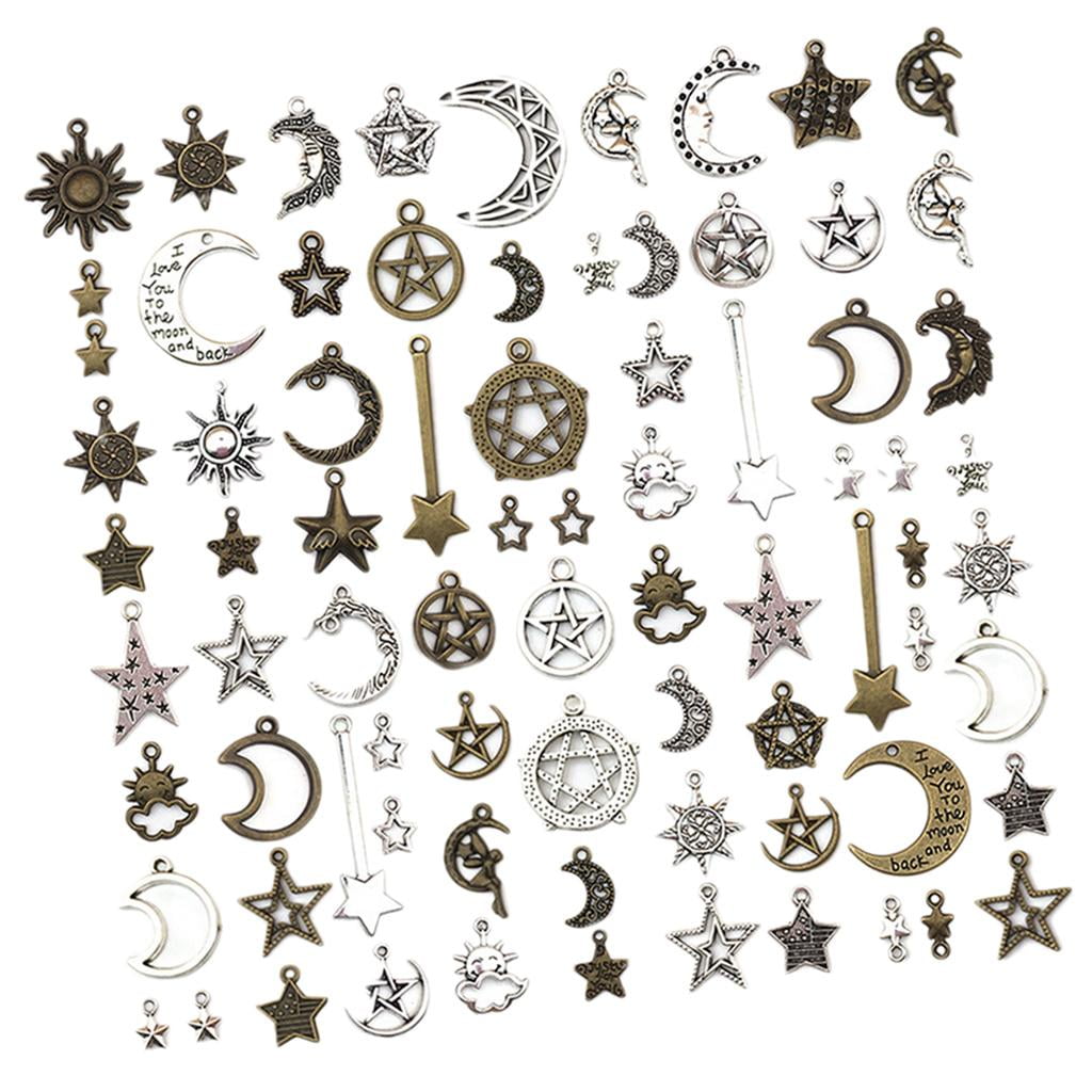 EHJRE 76Pcs/set Small Antique Charms Pendants for Crafting, Jewelry Findings Making