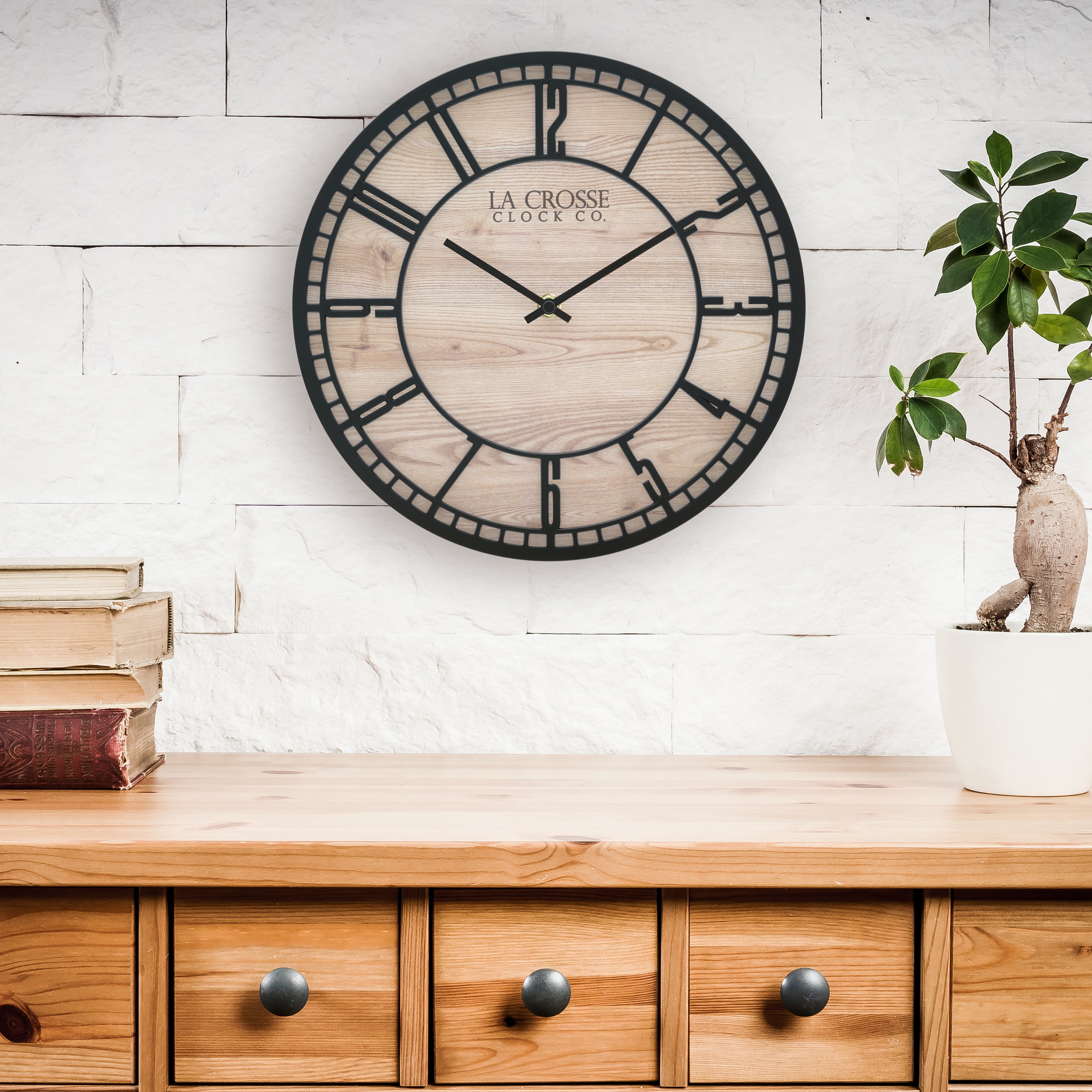 La Crosse Clock 11.5" Barrow Black Contemporary Analog Quartz Wall Clock, 404-3629
