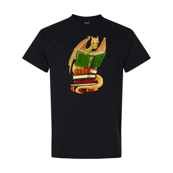 Inktastic Well-read Cute Gold Dragon Reading Books T-Shirt