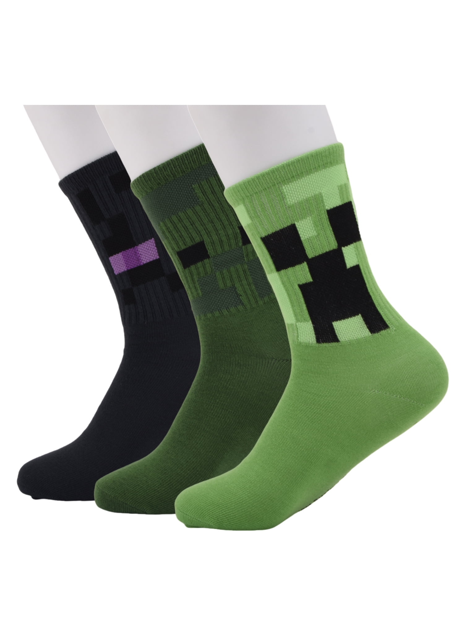Minecraft Boys Crew Socks, 3-pack, Sizes M