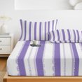 thumbnail image 6 of Twin Sze Fitted Sheet Set - Purple Striped 2 Piece Bedding Sets 16" Deep Pocket Fitted Sheet with 1 Pillowcase, Farmhouse Vertical Stripes Geometric Brushed Microfiber Hotel Luxury Bed Sheets, 6 of 9