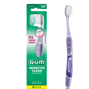 GUM Sensitive Clean Technique Toothbrush, for Adults, Compa Count, Ultra Soft Tapered Bristles, 2 Count