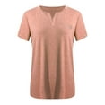 thumbnail image 4 of Soki 2PC Women's Plus Size Short Sleeve Tee V-neck Solid Color Oversized T-shirt Tops for Summer L-5XL, 4 of 5