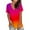 Red, variant on Joau Women's Casual Gradient Color Printed Blouse V-neck Short Sleeve Loose T-shirt Tops Summer Plus Size Tops