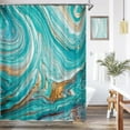 thumbnail image 2 of Marble Shower Curtain Turquoise Teal Gold Aqua Ocean Marble Abstract Luxury Art Texture Modern Bathroom Shower Curtains Fabric Waterproof, 72" x 72", 2 of 6