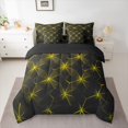 thumbnail image 2 of Manfei Abstract Plaid Grid 7 Pieces Bedding Comforter Set for Boys Men Teens,Geometric Checkered Full Bedding Set Lightweight,Black Gold Fitted Sheet Flat Sheet,Breathable Home Decor, 2 of 8