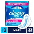 thumbnail image 4 of (3 pack) Always Maxi Pads with Wings, Size 3, Extra Long Super Absorbency, 33 Count, 4 of 15