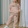 thumbnail image 6 of Rhuody Girls Outfits Long Sleeve Activewear Pullover Hoodies And Sweatpants Girls Sweatsuit Solid Color Unisex Kids Sweat Suit Khaki 4-5 Years, 6 of 7