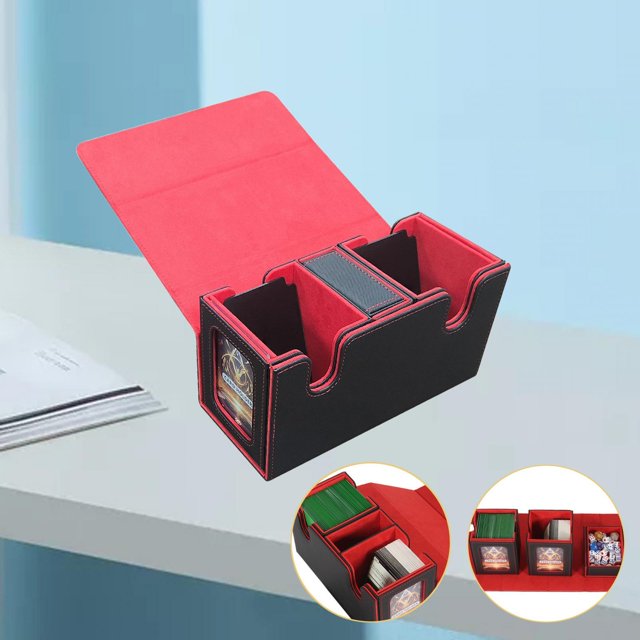Caja para cartas de baraja perfke cuero PU impermeable versátil resistente rojo 21 cm x 10,4 cm x 11,8 cm