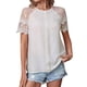 thumbnail image 1 of Gibobby Playera Manga Corta para Mujer Camisa manga corta con empalme gesto encaje para mujer Top con sentido diseño transparente(Blanco,XL), 1 of 5