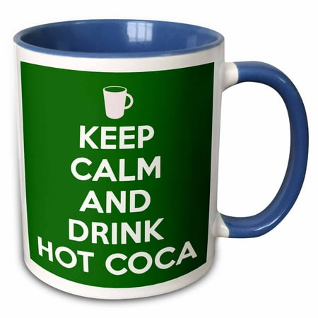 3dRose Keep calm and drink hot cocoa. Green. - Two Tone Blue Mug,