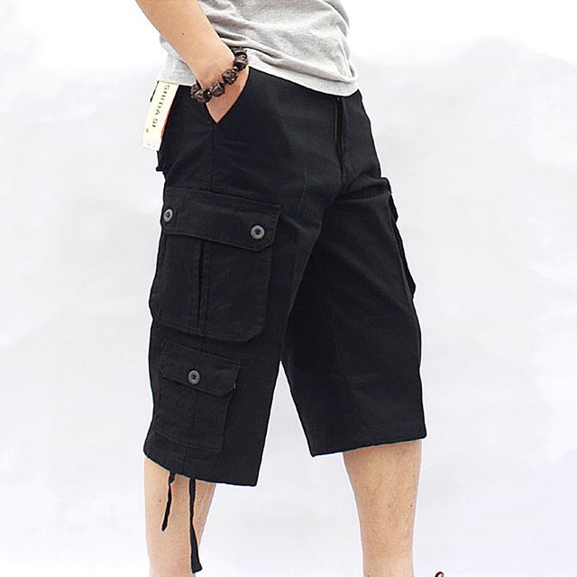 DPTALR Men's Workwear Shorts Multi Pocket Zipper Straight Tube Casual Pants Cropped Pants