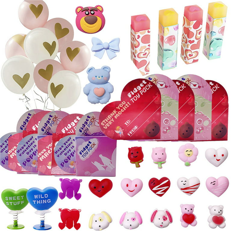 Doolland Valentines Day Gifts for Kids, Mini Valentine Cards & Envelopes with Heart Stickers, Foam Airplanes Party Favor Set with Valentines Greeting