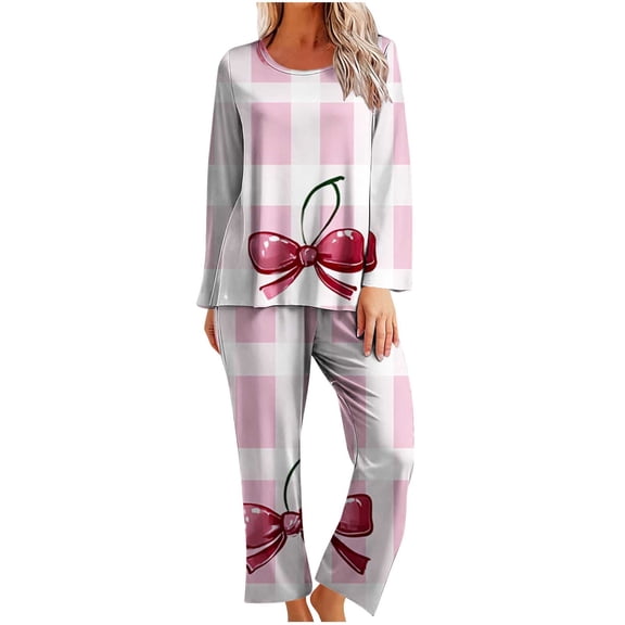 Fengactive Valentines Pajama Sets for Women 2 Piece Long Sleeve Heart Print Tops and Pants Loungewear Pjs Set Sleepwear