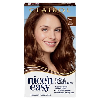 Clairol Nice'n Easy Permanent Hair Color Creme, 5W Medium Mocha Brown, 1 Application, Hair Dye Clairol Nice'n Easy Permanent Hair Color Creme, 5W Medium Mocha Brown, 1 Application, Hair Dye