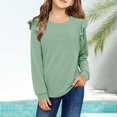 thumbnail image 2 of QUOTAY Girls Long Sleeve Blouse Top with Lace Trim Fashionable Fall Winter Tunic Shirt for Big Kids and Tweens Age 4 to 12 Years Green,140, 2 of 7