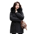 thumbnail image 2 of Chaqueta de algodón grueso de moda con cuello de cuero suelto de estilo coreano de invierno de mediano a largo para mujer, 2 of 6