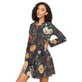 thumbnail image 3 of FORMRS Womens Long Sleeve Nightgowns Crew Neck Sleep Shirt Soft Pajamas Sizes S-3XL, Black Floral Pattern, 3 of 8