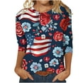 thumbnail image 2 of Aloohaidyvio 2024 USA Flag for Women Plus Size Shirts,Independence Day Tops for Women,4th of July Summer Patriotic Loose T-shirt, 2 of 5