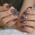 thumbnail image 5 of Clear Jelly Coffin Nails Transparent Grey Glitter Powder Pre-designed False Nails Medium Size Manicure Tips, 5 of 5