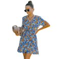 thumbnail image 2 of Robe d'Été pour Femmes Jupe à Fleurs Robe à Manches Courtes pour Femmes Robe pour Femmes 2023 Robe en Mousseline pour Femmes, 2 of 5